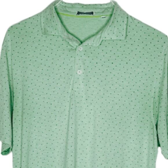 Tasc Men's Polka Dot Short Sleeve High Low Hem Golf Polo Shirt‎ Green Size XL - Picture 3 of 7